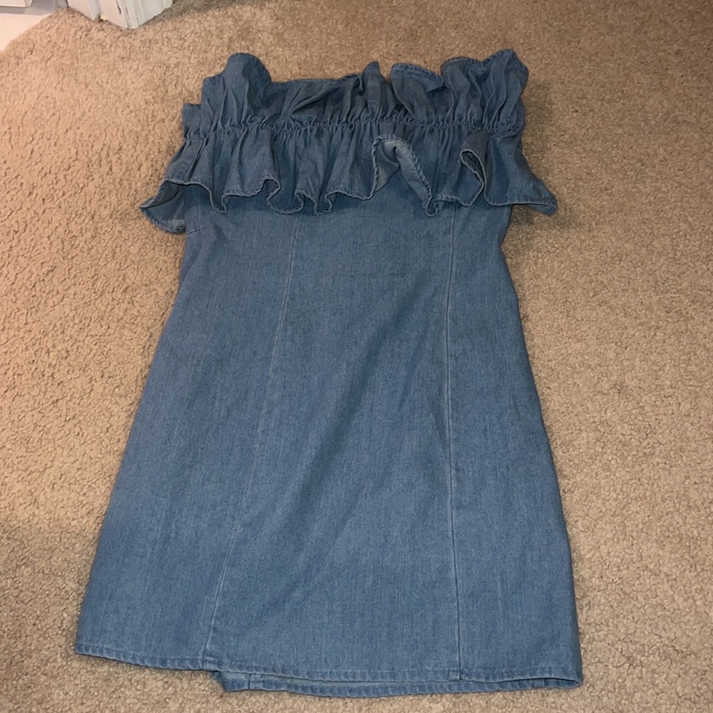 Shop These Three Denim Ruffle Dress - Picture 2 of 2